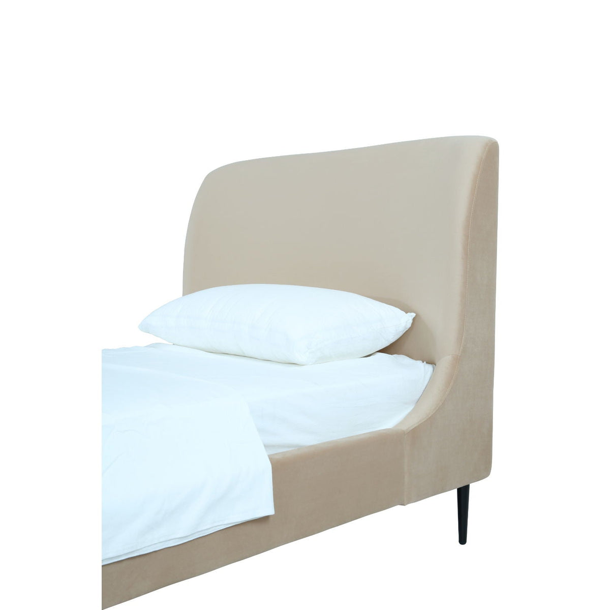 Heather Upholstered Bed with Curved Headboard - Multiple Colors