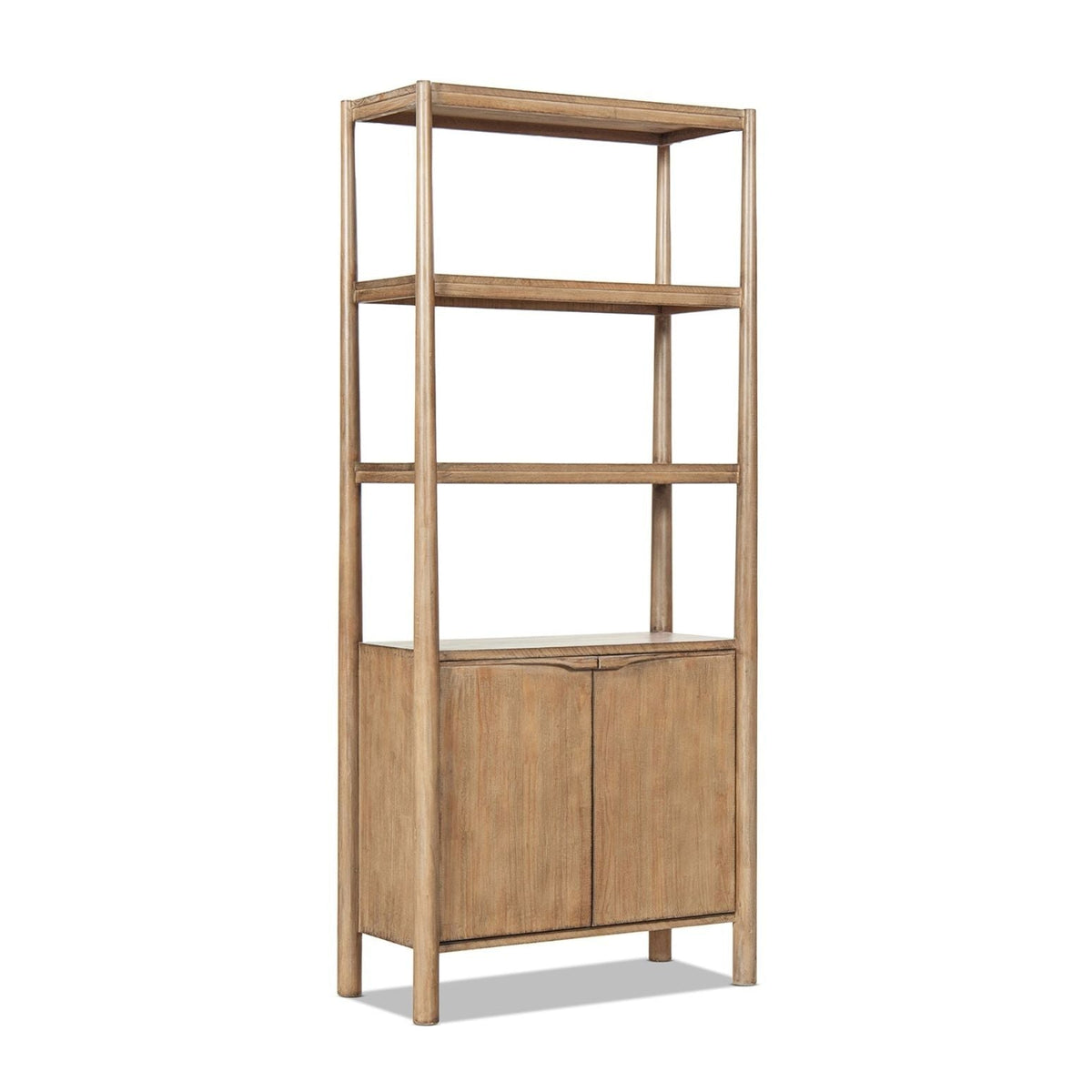 Natural Reclaimed Wood Bookcase with Lower Cabinet - 86" Tall
