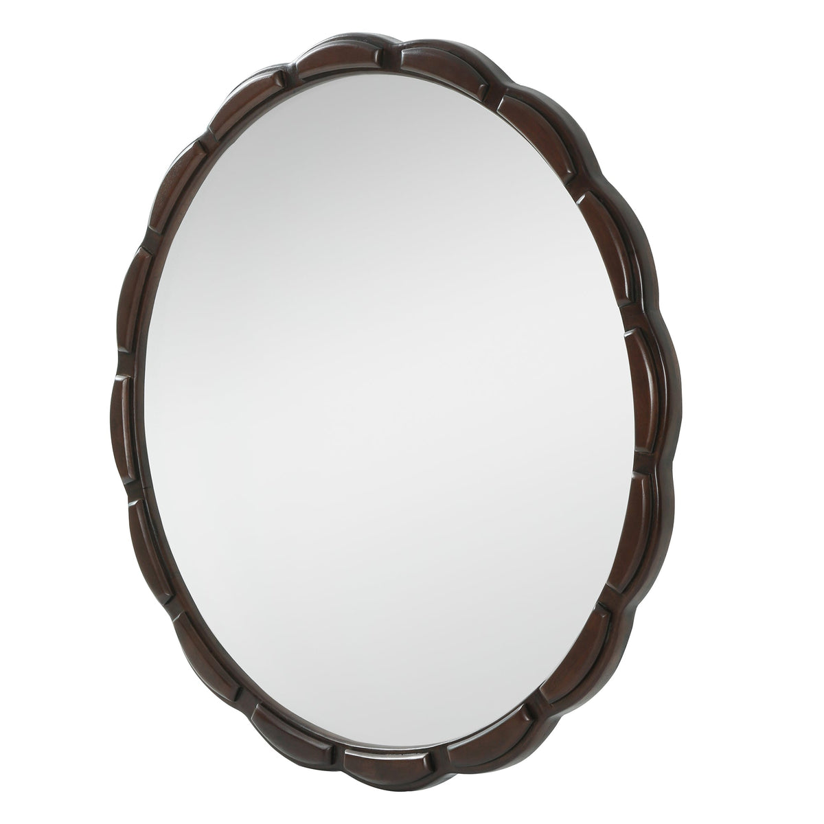 Round Wood Wall Mirror with Solid Wood Frame - 31.5"