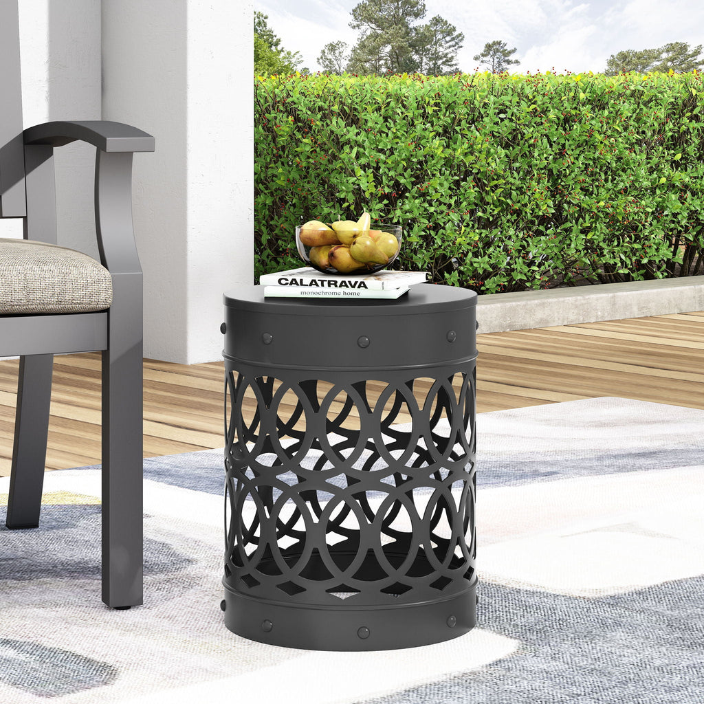 Outdoor Metal Large End Table with Modern Design - Multiple Colors