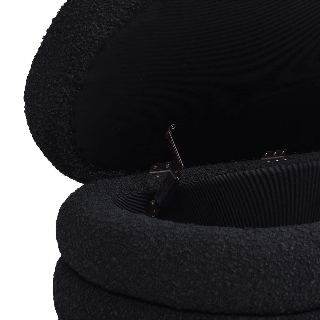 Upholstered Oval Storage Bench with Hidden Storage - Black, White or Dark Green