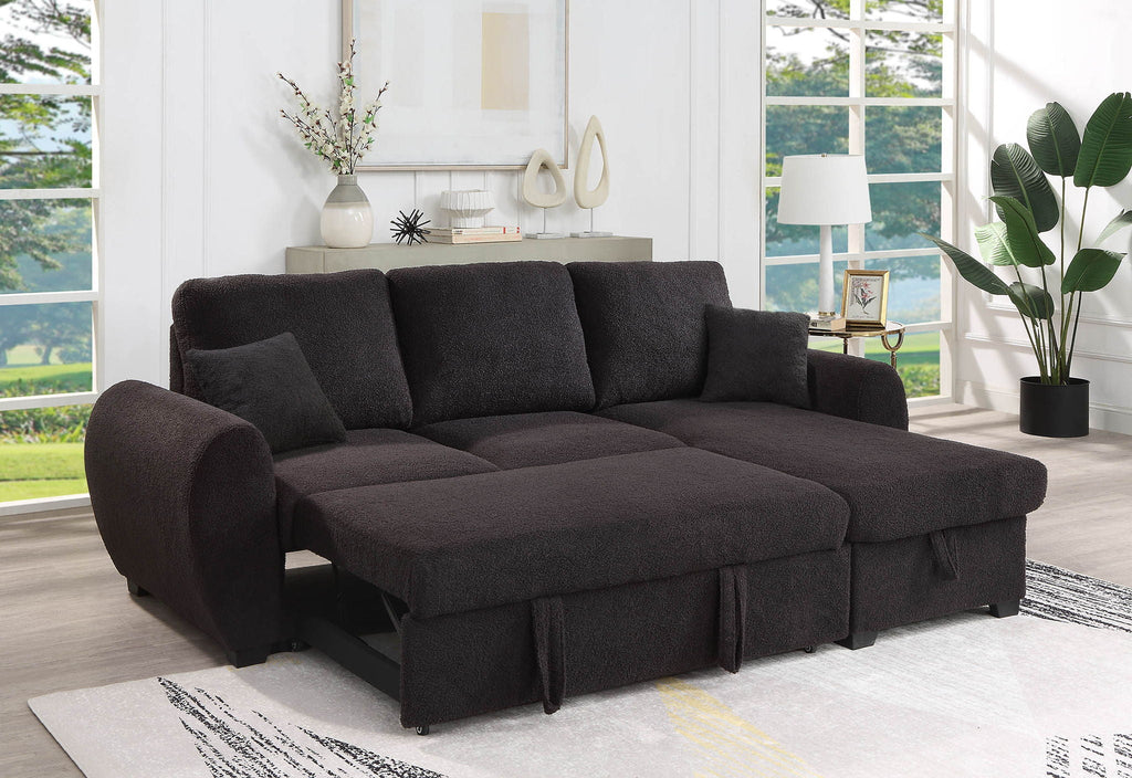 Veronica - Reversible Sleeper Sectional Sofa With Storage Chaise - Black