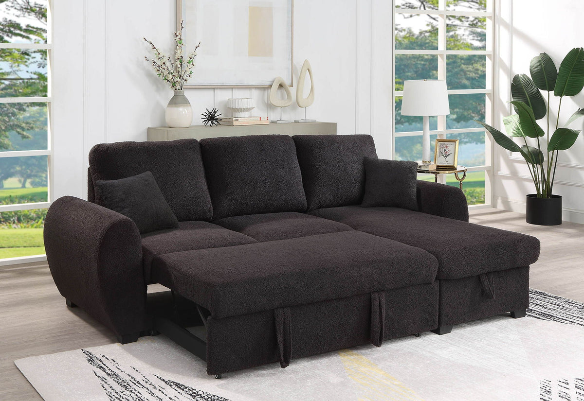 Veronica - Reversible Sleeper Sectional Sofa With Storage Chaise - Black