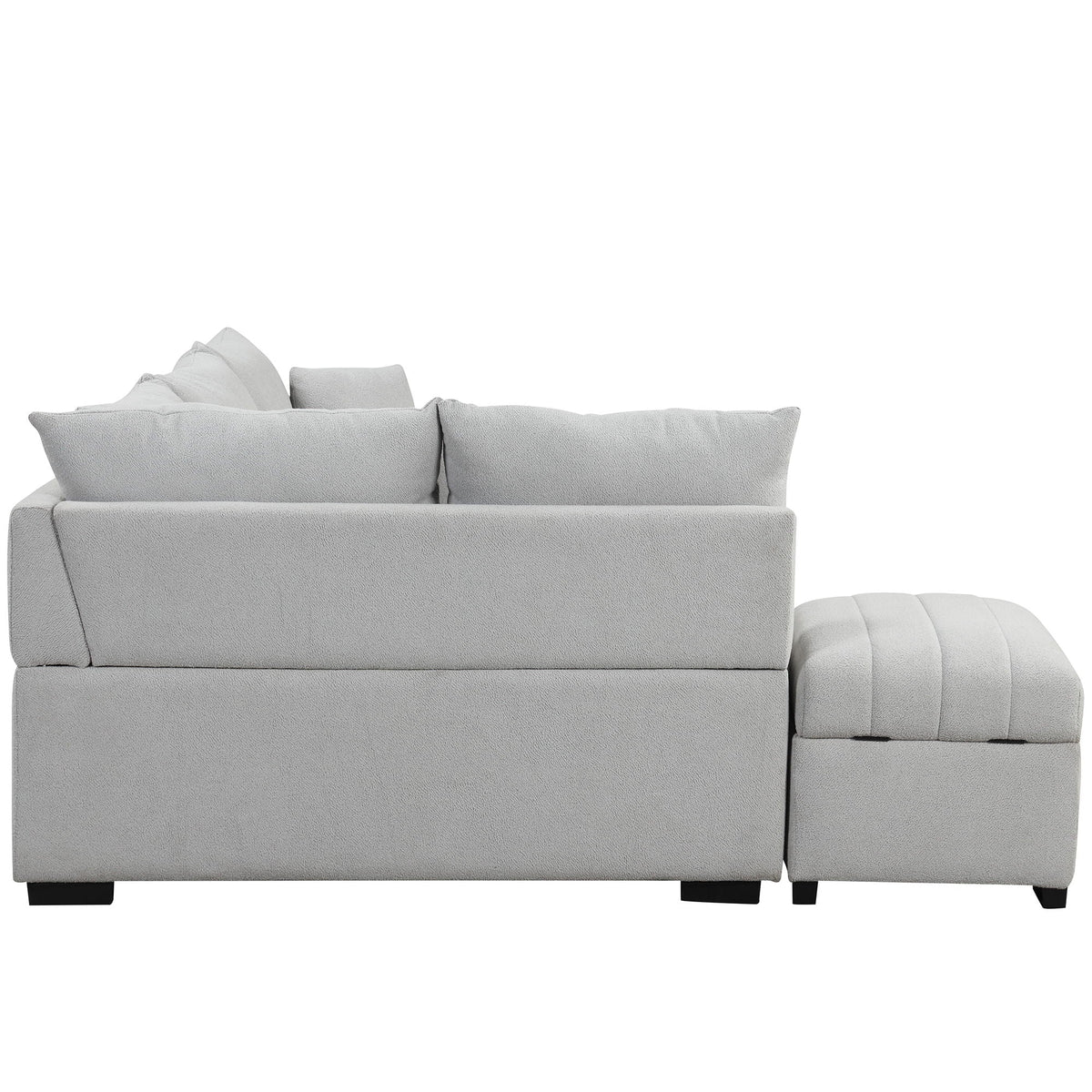 L-Shaped Sleeper Sectional with Pull-Out Bed and Storage Ottoman - Gray or Beige