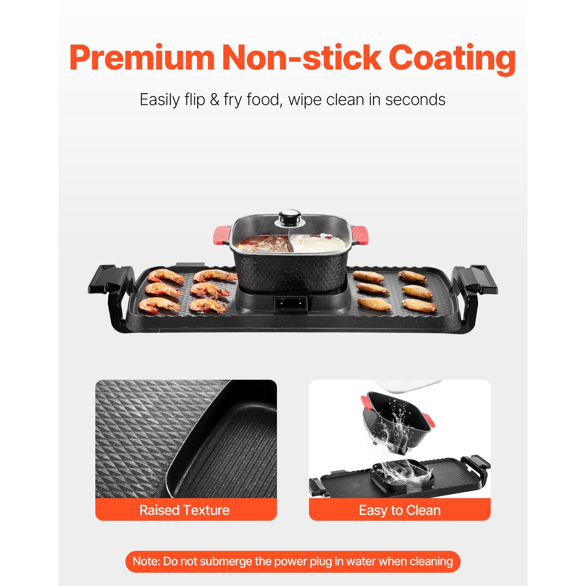 2300W 2-in-1 Electric Hot Pot with Grill - Smokeless BBQ Pan