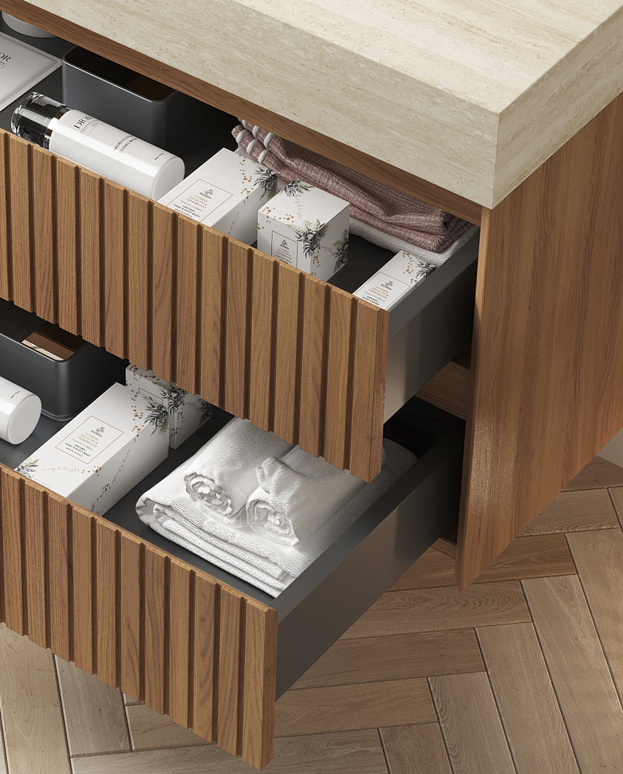TILLEY 30'' Wall-Mounted Bathroom Cabinet with 2 Drawers - Natural Wood