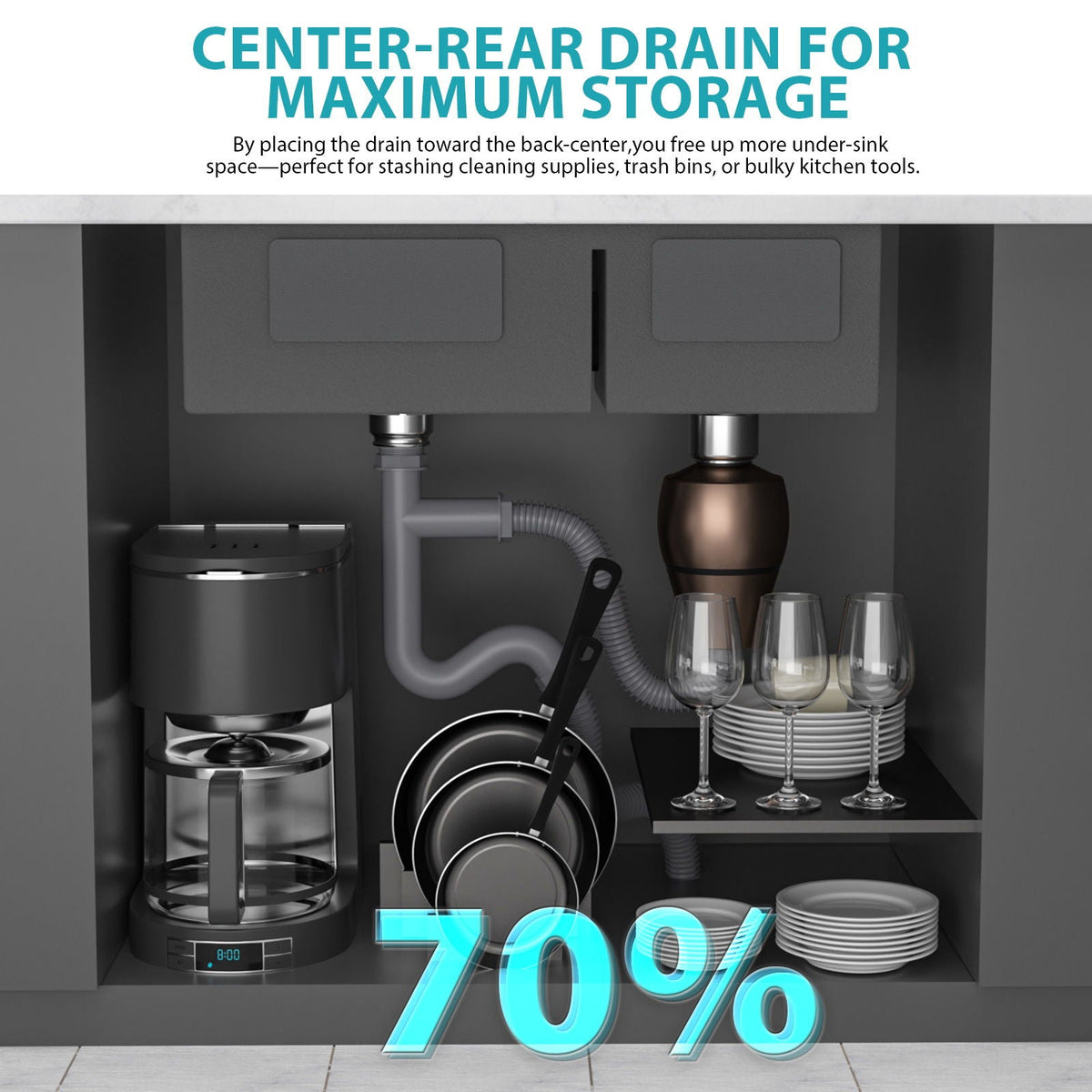 Gray Double Bowl Kitchen Sink with 16 Gauge Stainless Steel - Dual Mount