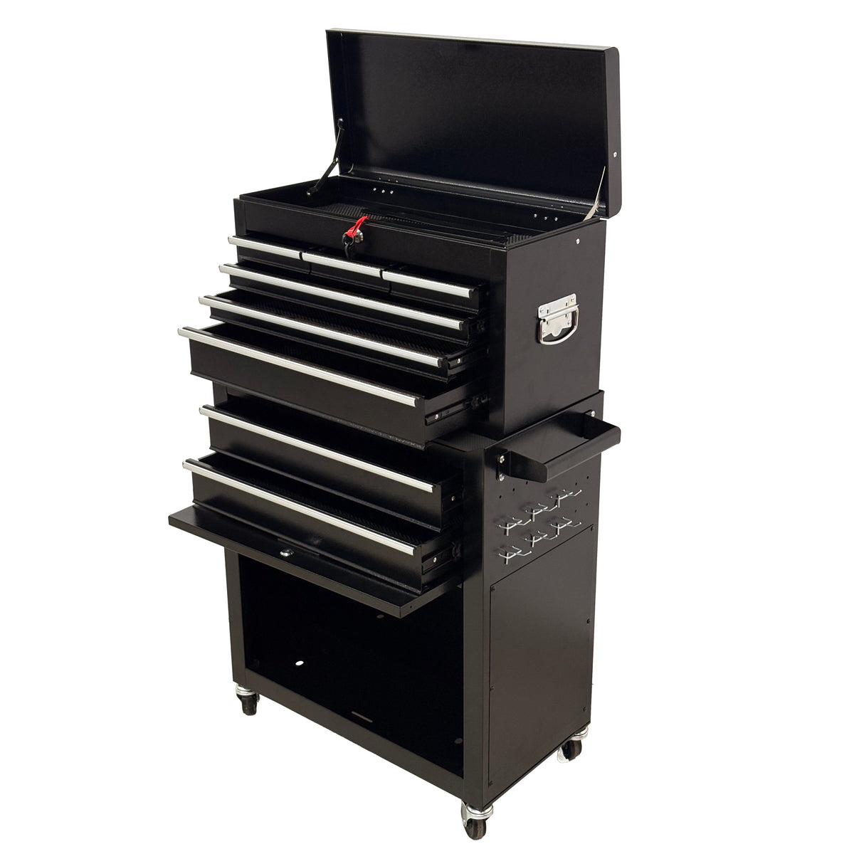 8-Drawer High-Capacity Rolling Tool Chest with Lockable Wheels - Black
