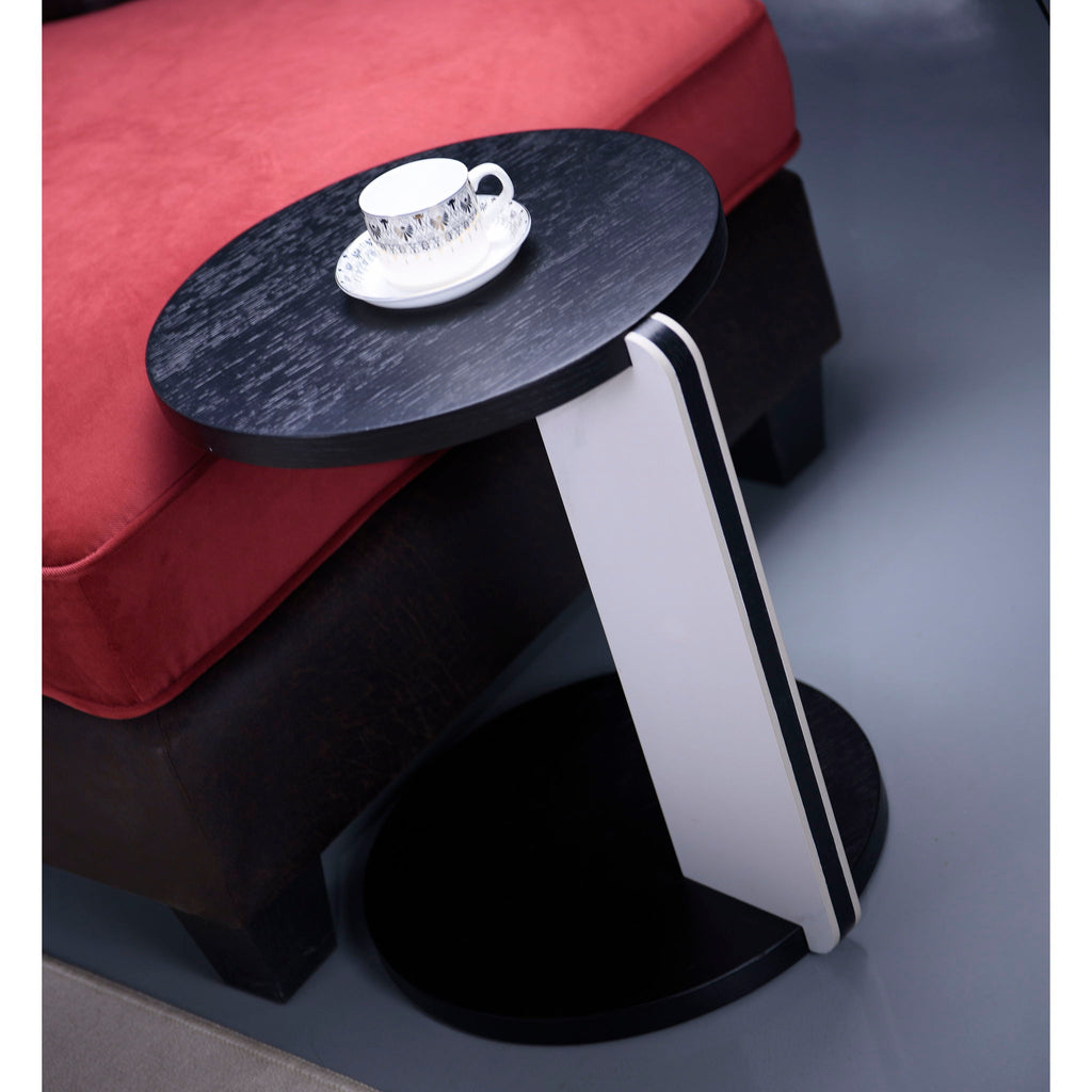 Round Coffee & End Table Set with Sintered Stone Legs - Black