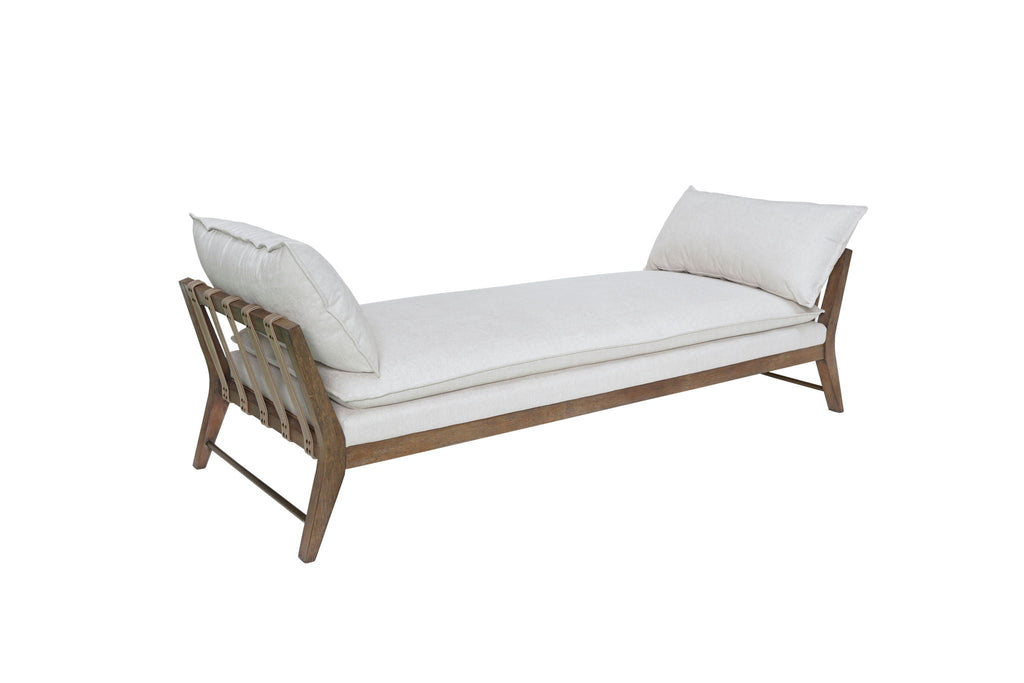 Daybed With Strap Detail and Cushions Included - White