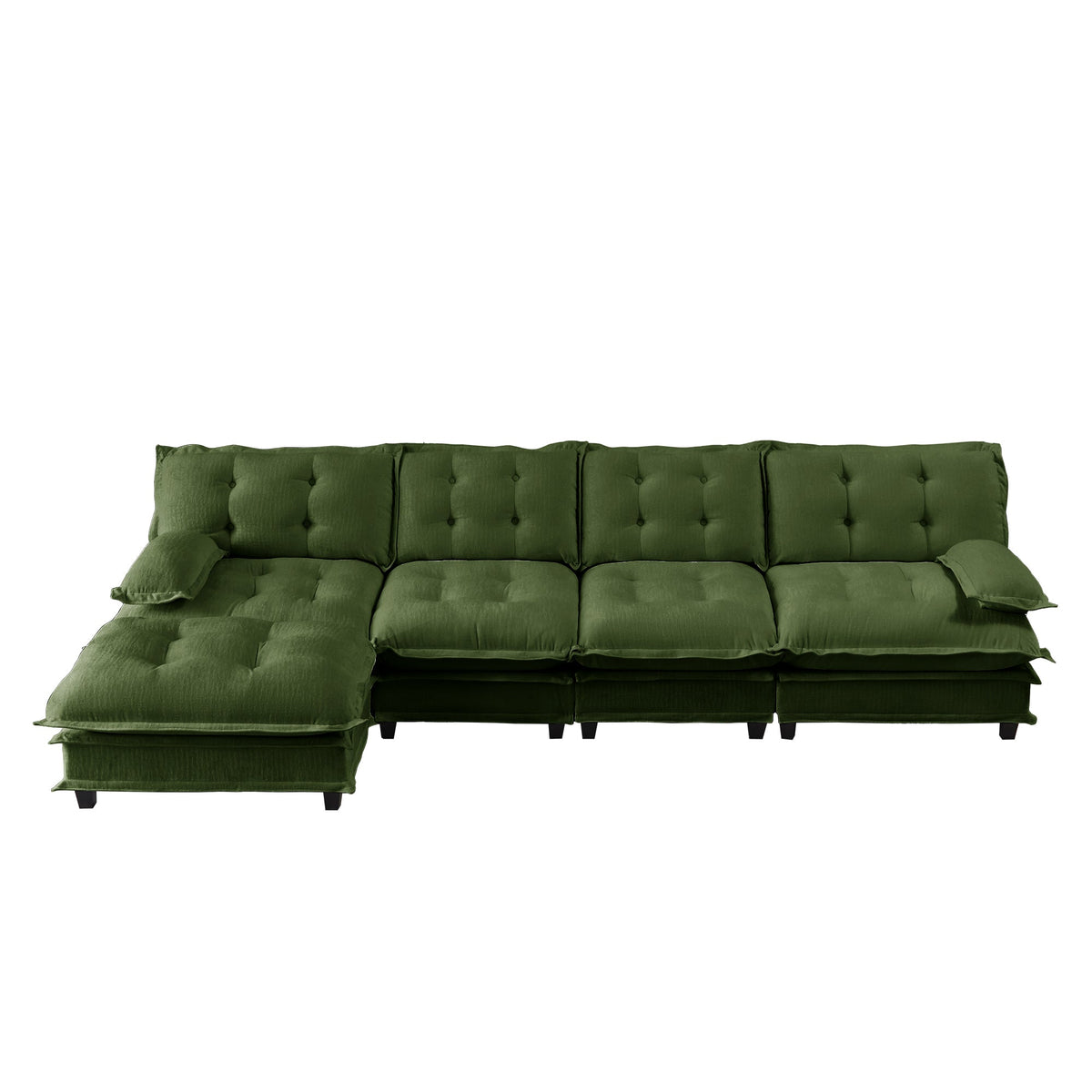 138" L Shaped Modular Sectional Sofa with Ottoman - Chenille