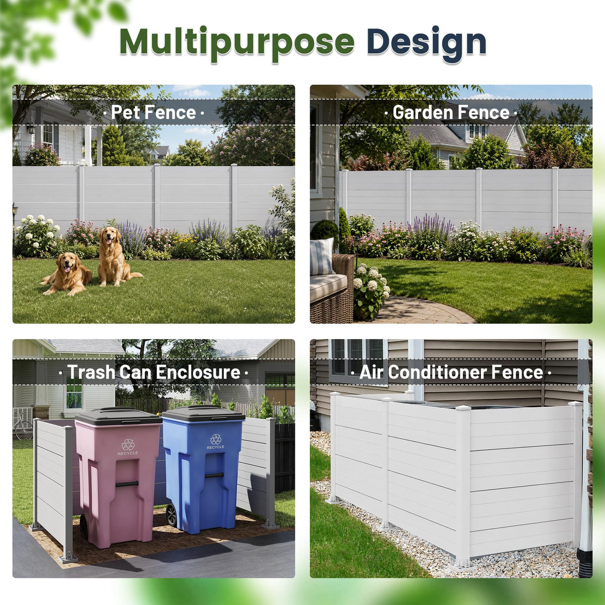 Outdoor Privacy Screen with Aluminum Posts - White, 50" W x 49" H