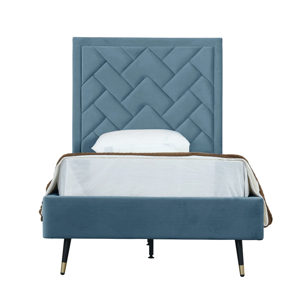 Upholstered Bed with Headboard and Slats - Multiple Colors