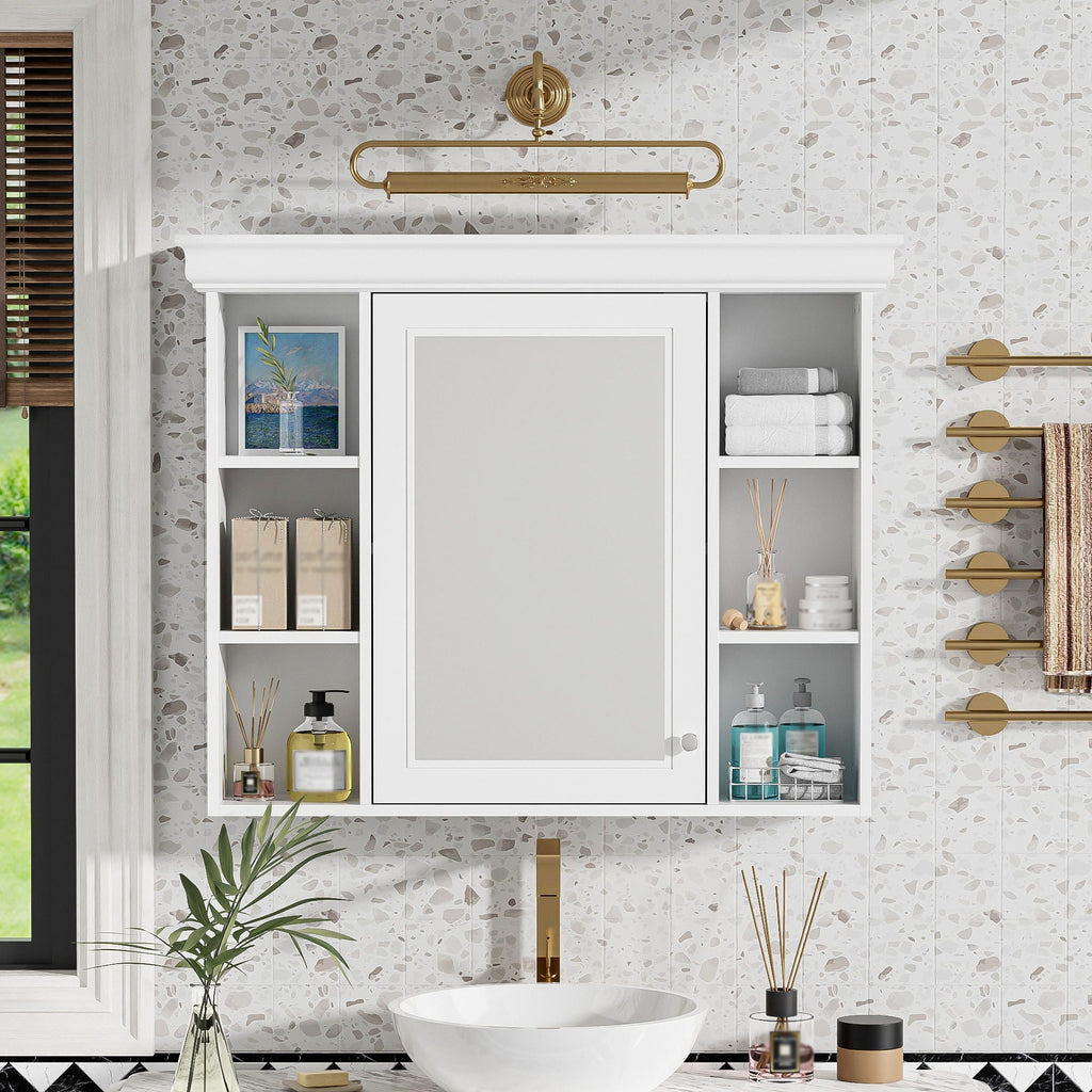 Wall Mounted Bathroom Storage Cabinet with Mirror Door - 35.5" Wide