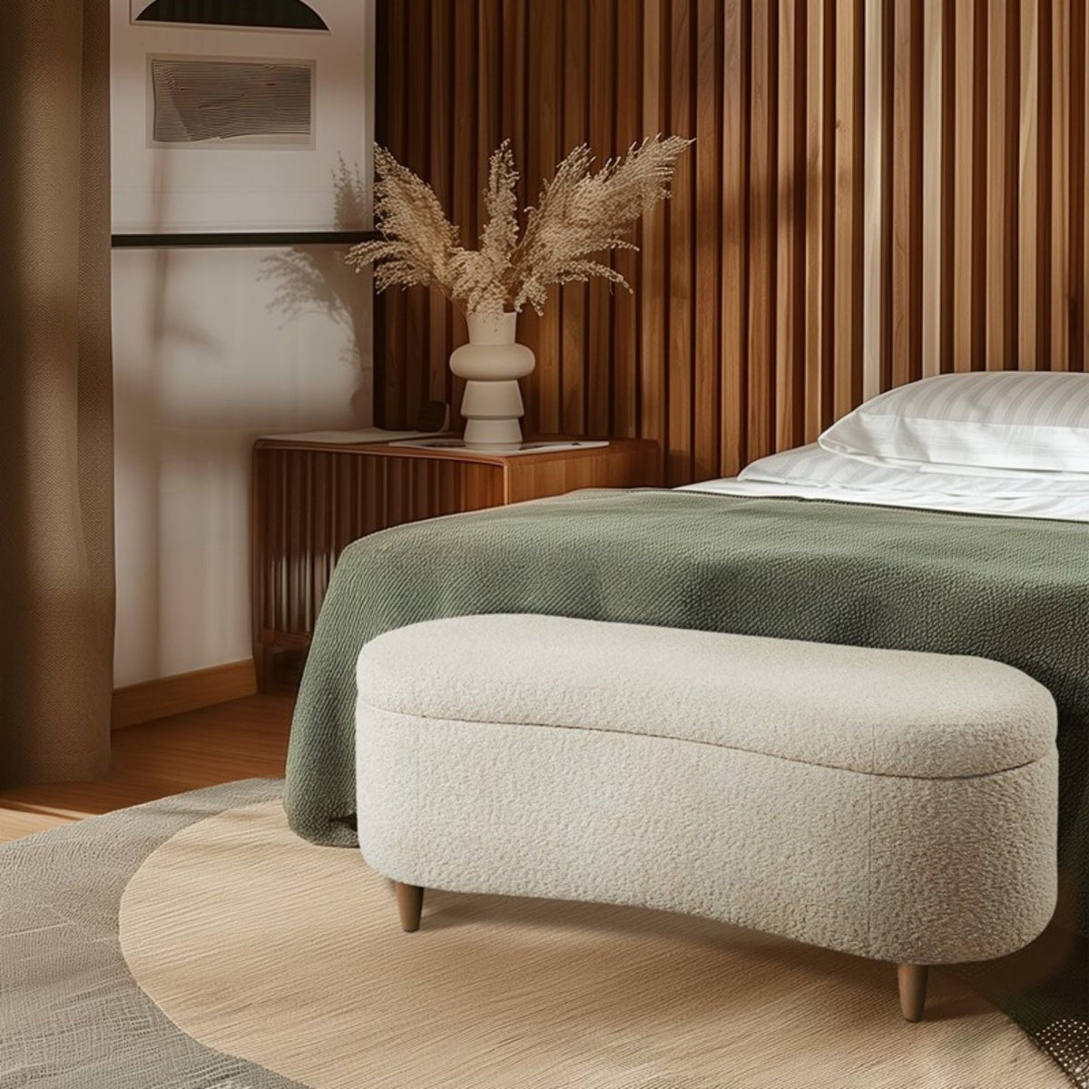 Flip Top Storage Bench with Soft Close Hinges - Light Brown, Beige, or Dark Green