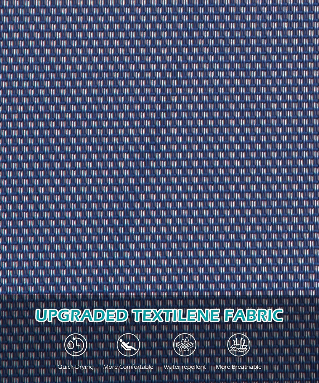Outdoor Pool Lounge Chairs Set of 2 with Adjustable Backrest - Navy Blue or Grey