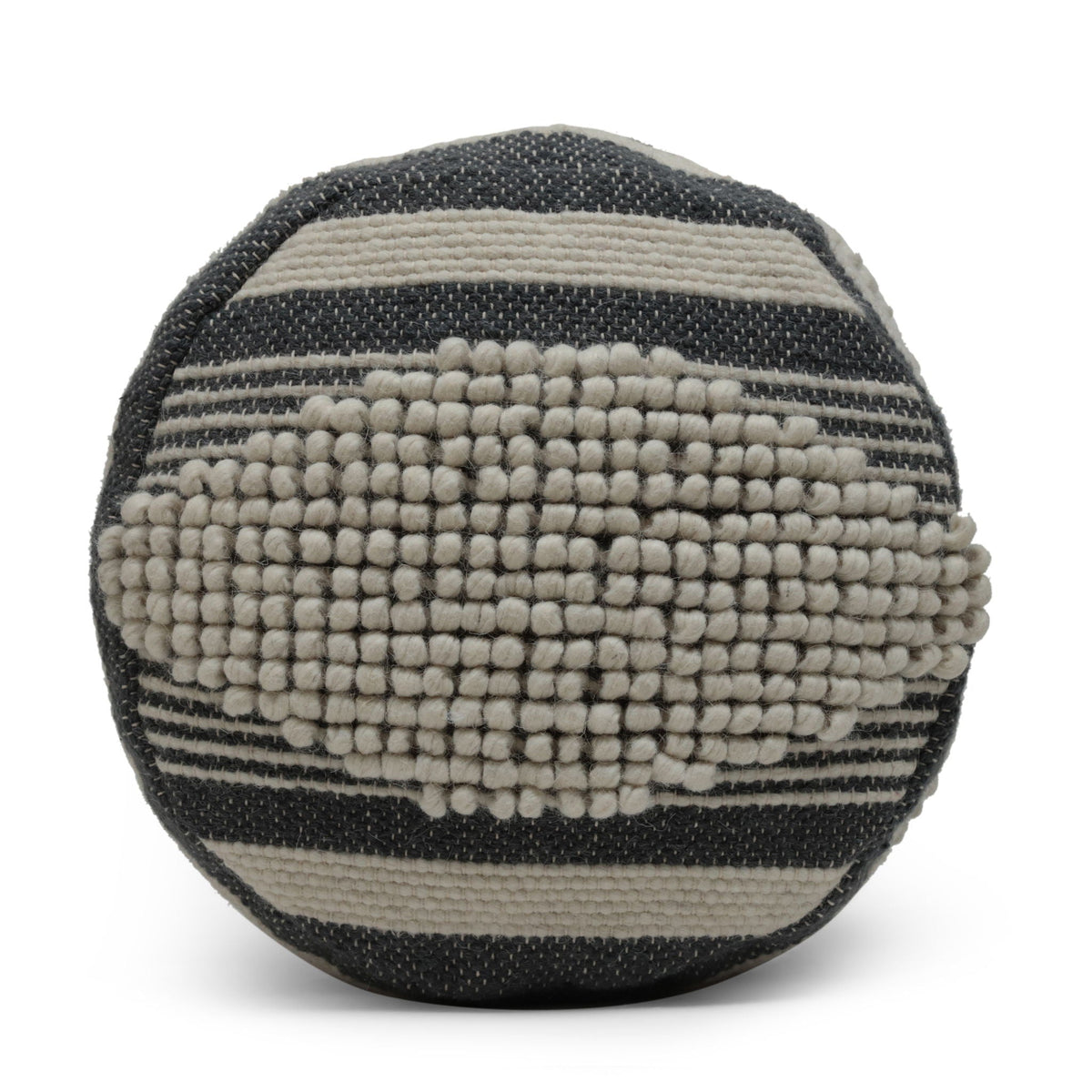 Handcrafted Cylindrical Pouf with Wool Upholstery - Dark Green, Black or Blue