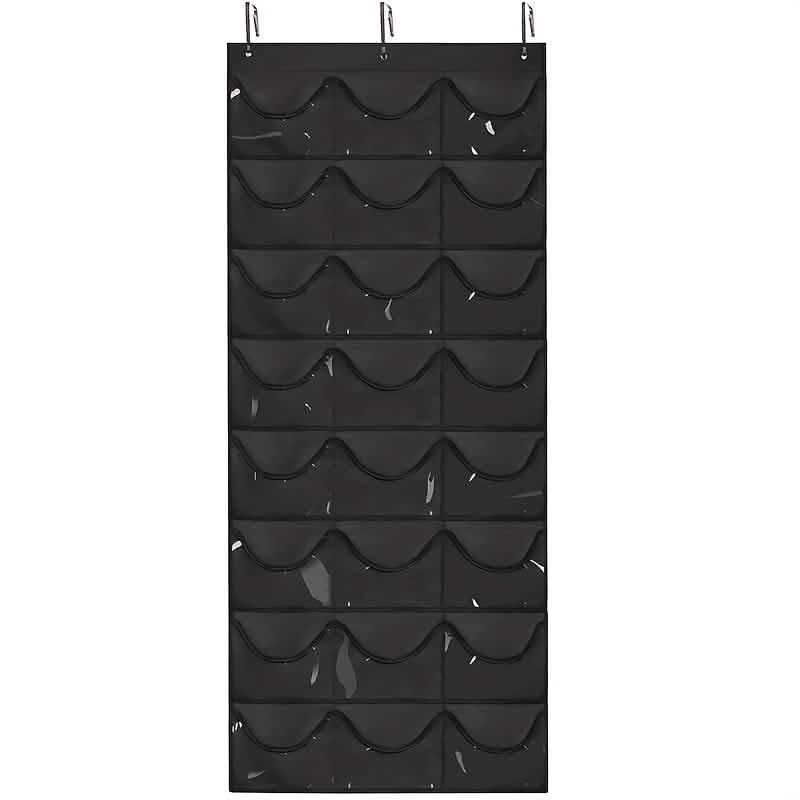 24-Grid Hanging Door Organizer – Space-Saving Nylon Storage with Clear Pockets