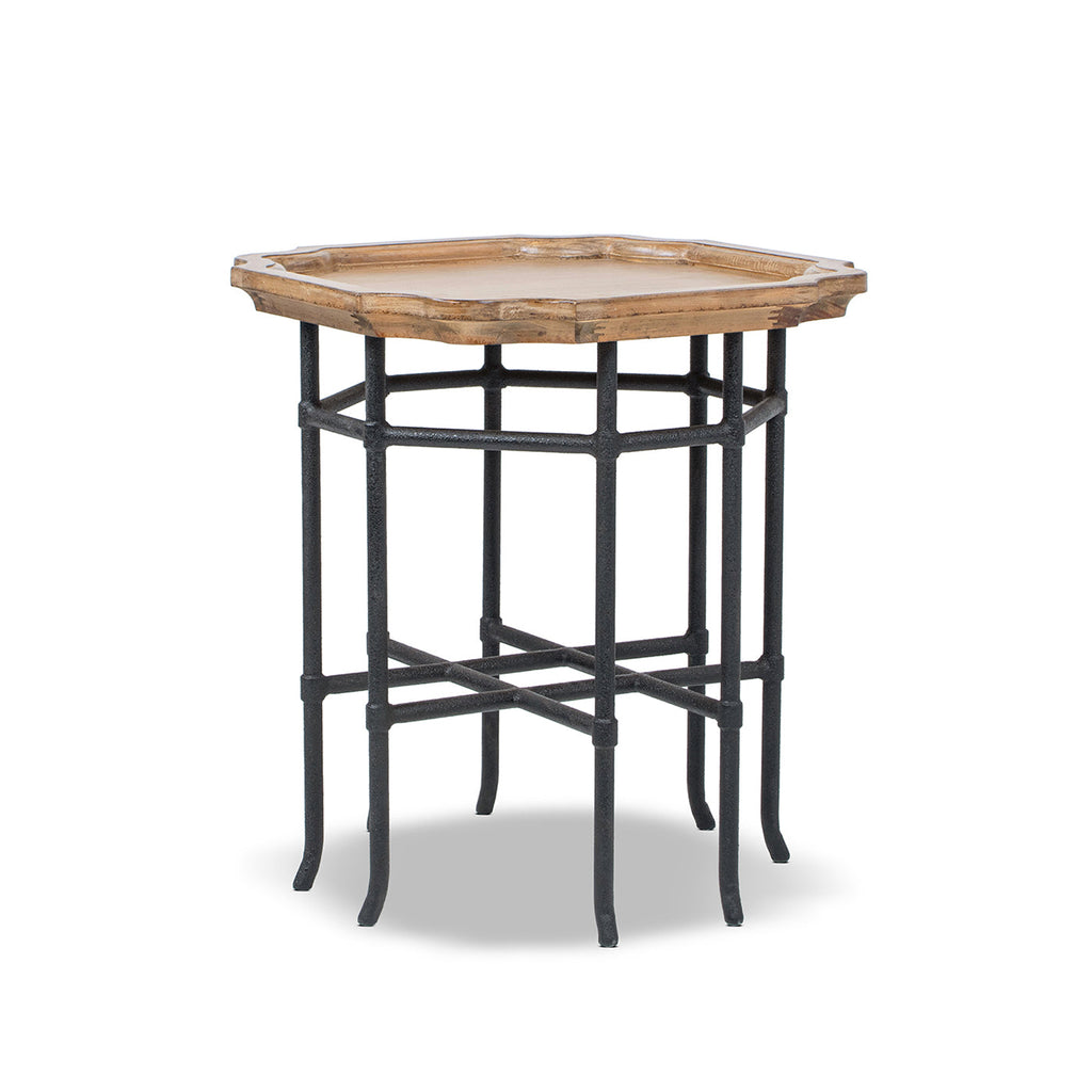 Foundry 24" Square Reclaimed Pine Wood & Iron Side Table with Tray Top - Antique