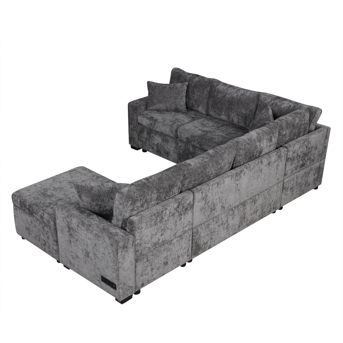 Sleeper Sectional Sofa with Storage Ottoman and USB Charging - White or Dark Gray