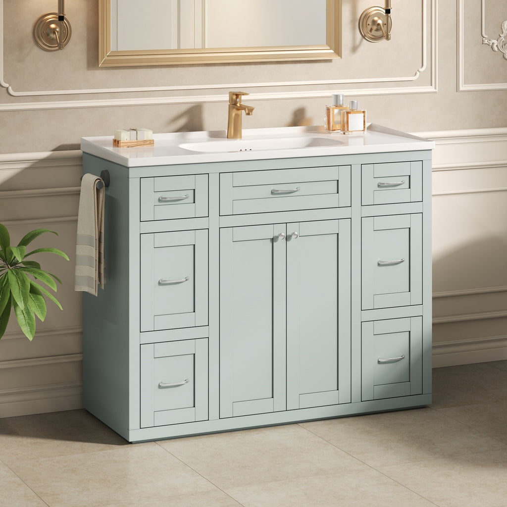 48" Mint Green Bathroom Vanity with Ceramic Sink - Mint Green