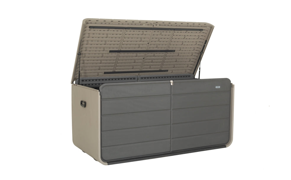 260 Gallon Plastic Deck Box with Wheels and Waterproof Lid - Gray