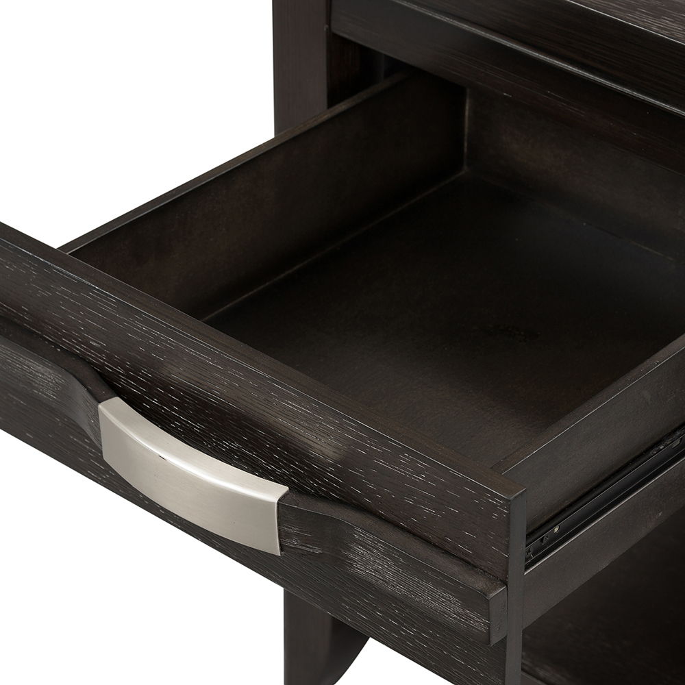 Elegant Dark Brown End Table with Storage Drawer and Shelf