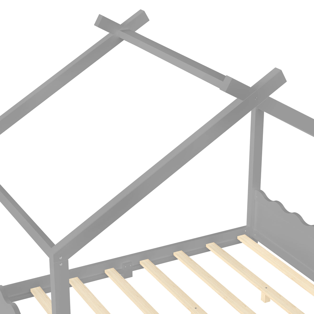Full House Floor Bed with Support Slats - Gray