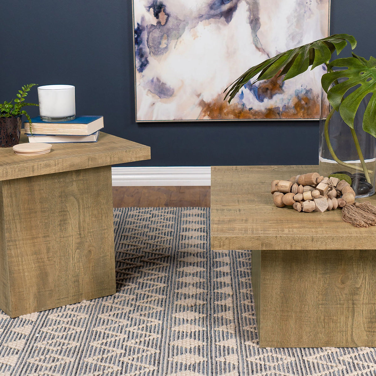 Exeter Square End Table with Laminate Veneer - Black or Light Brown