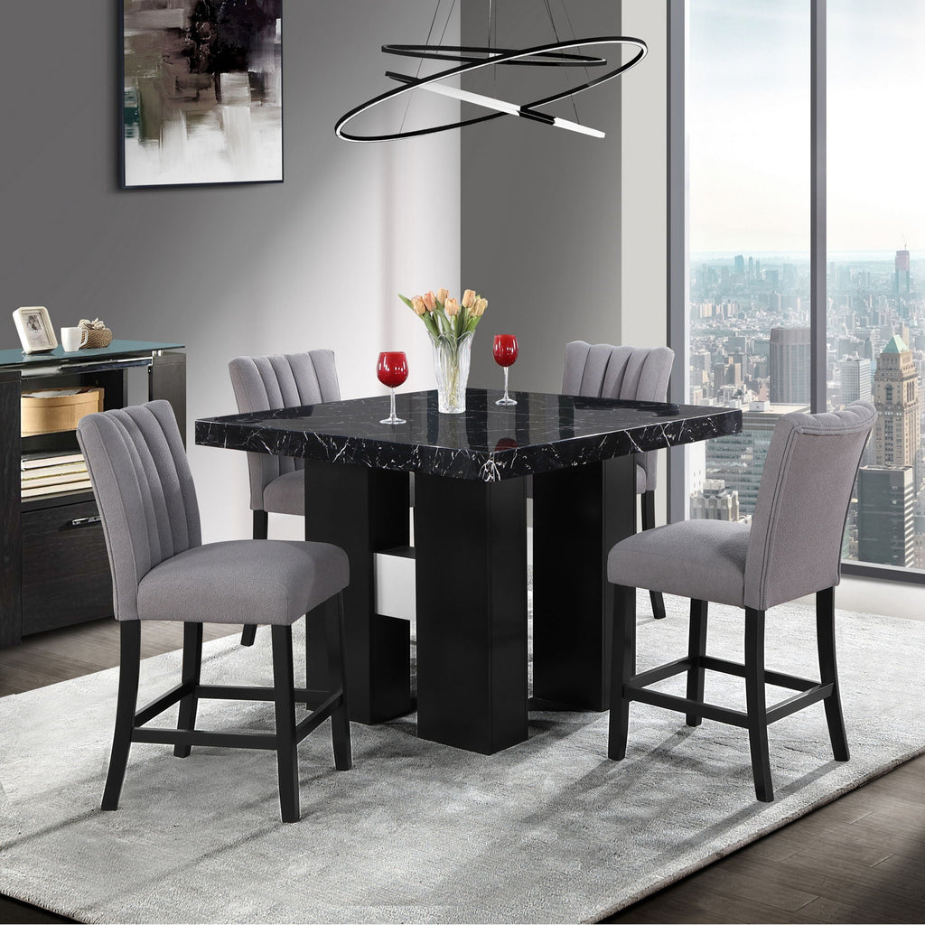Mikha Bar Table with Extra Thick Top - Black, White, or Light Brown