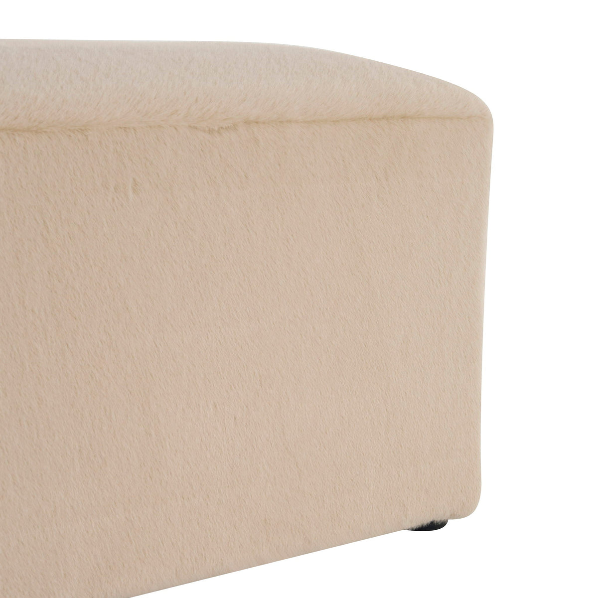 Long Plush Ottoman with Ergonomic Seat Height - Almond