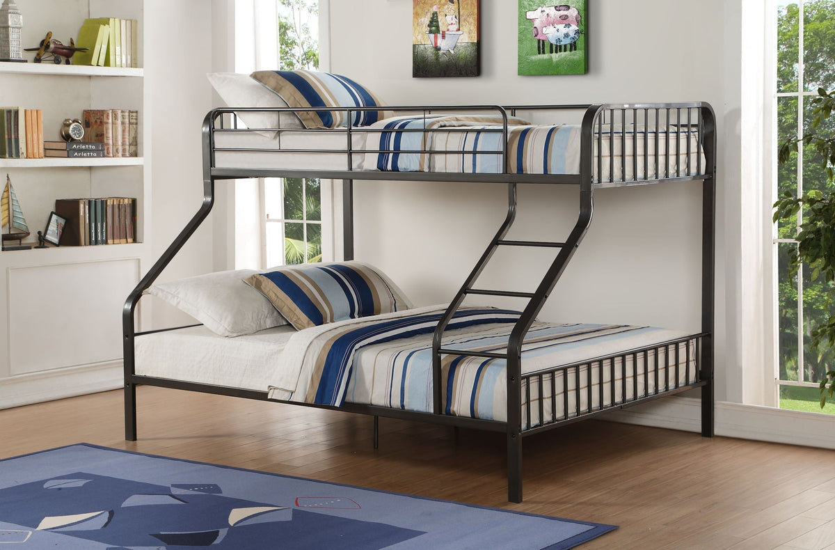 Caius Twin Long Queen Bunk Bed - Gunmetal