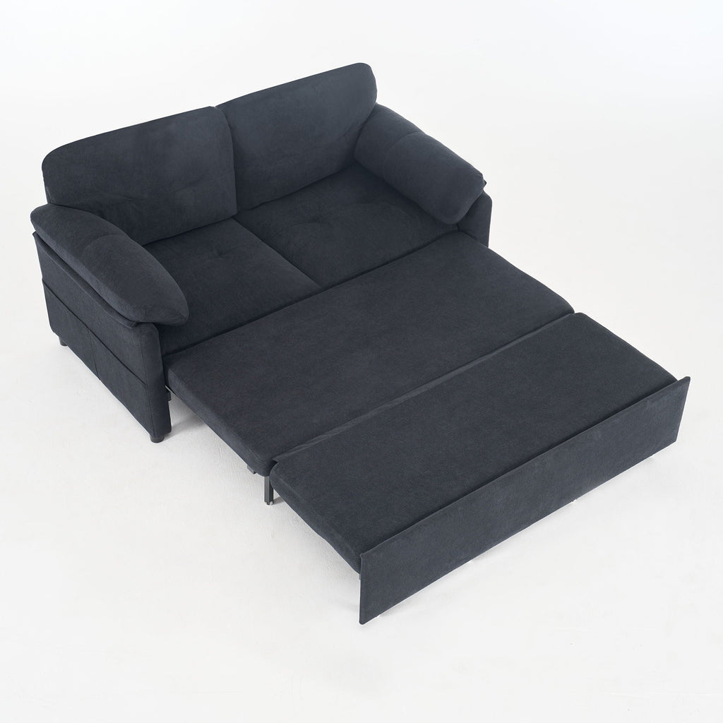 Convertible Pull Out Sofa Bed Queen Size, 3 In 1 With Side Storage