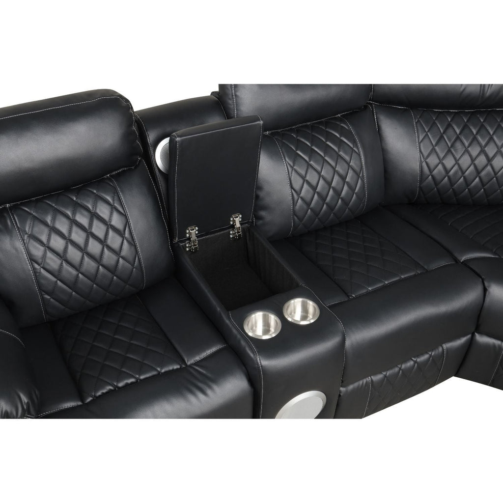 Power Reclining Sectional Sofa with Bluetooth Speakers – Black, Dark Gray, Beige