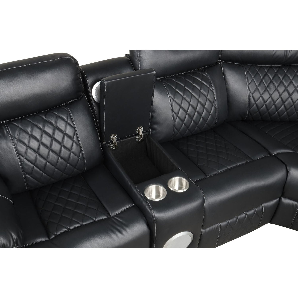 Power Reclining Sectional Sofa with Bluetooth Speakers – Black, Dark Gray, Beige