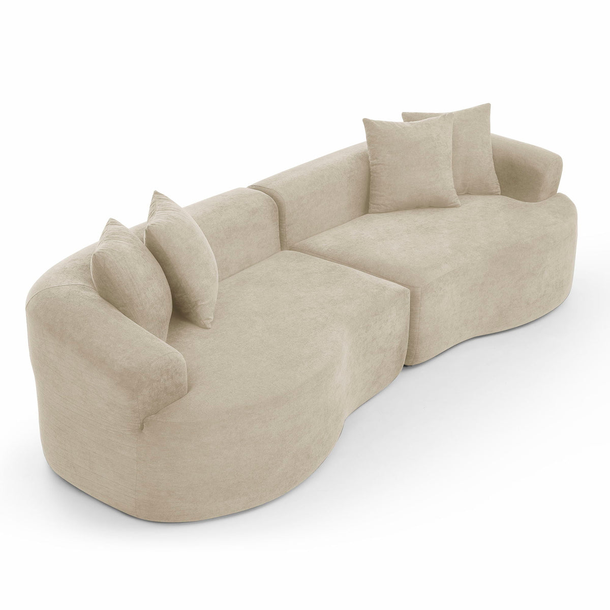 4 Seater Curved Cloud Sectional Sofa with High-Density Foam - Corduroy