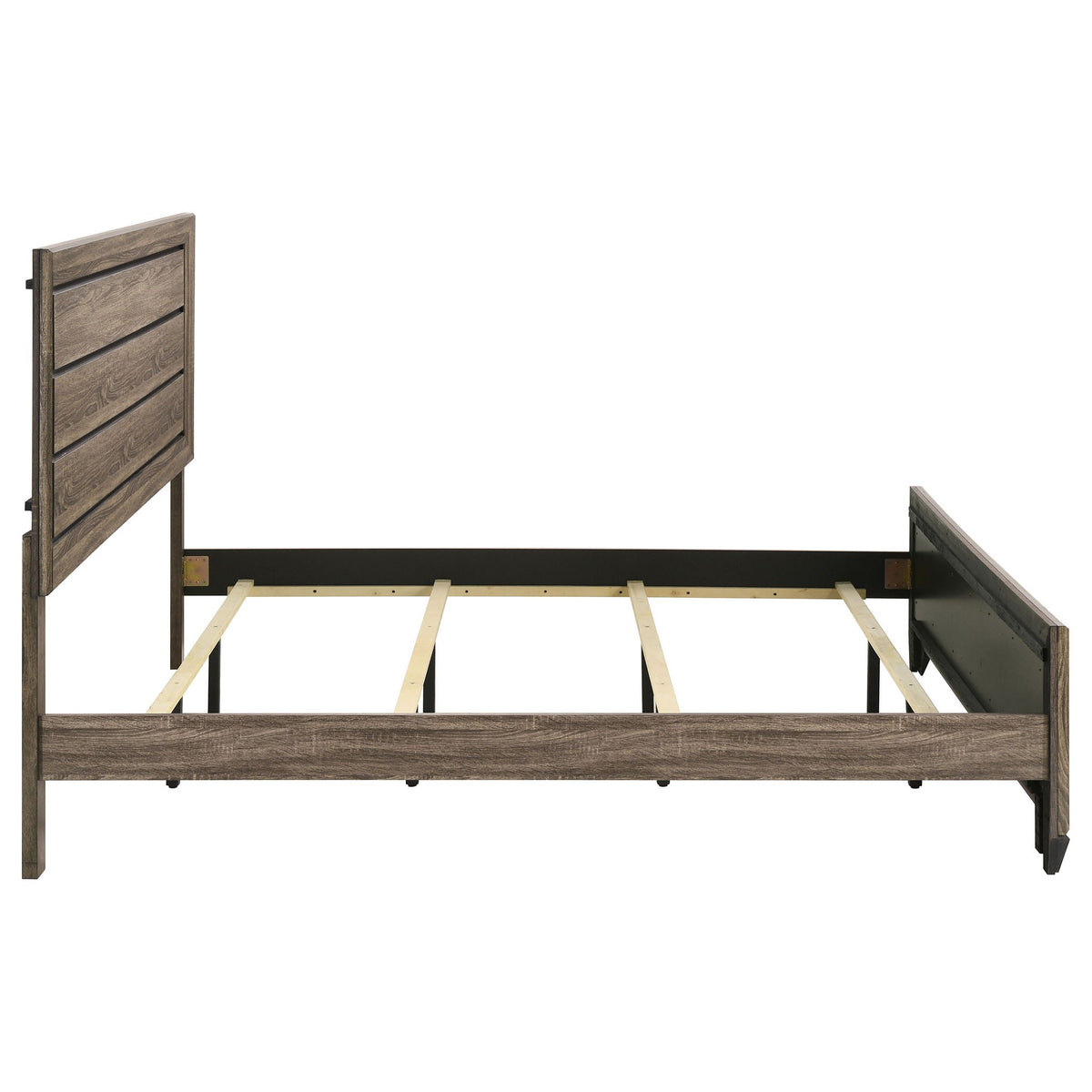 Oatfield Panel Bed with Slatted Design - Dark Brown