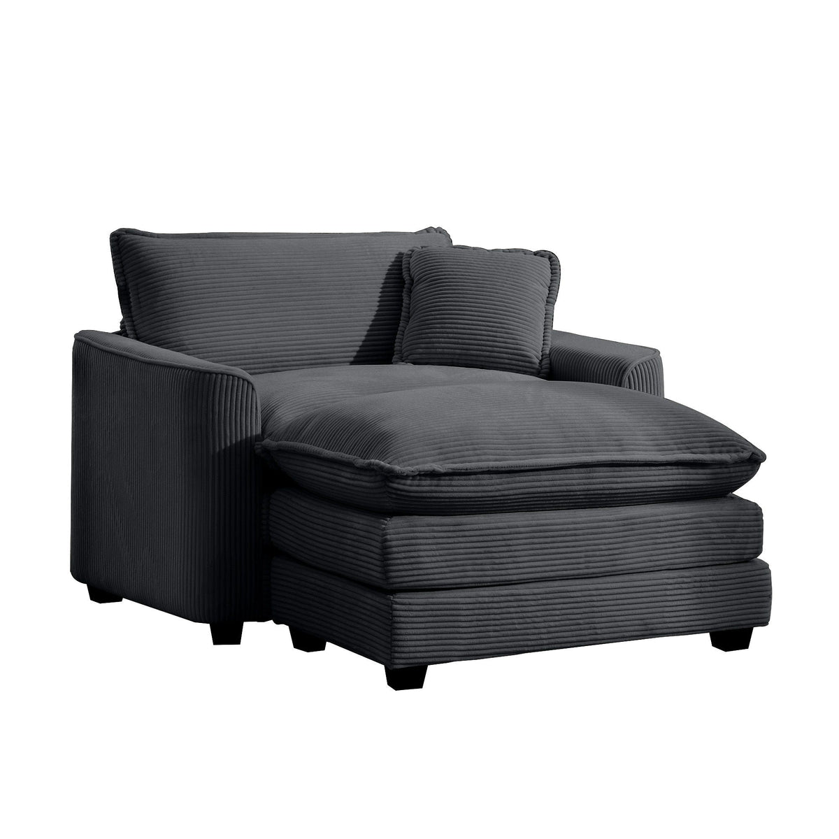 Modern Comfortable Single Chair & Ottoman with Deep Seat - Multiple Colors