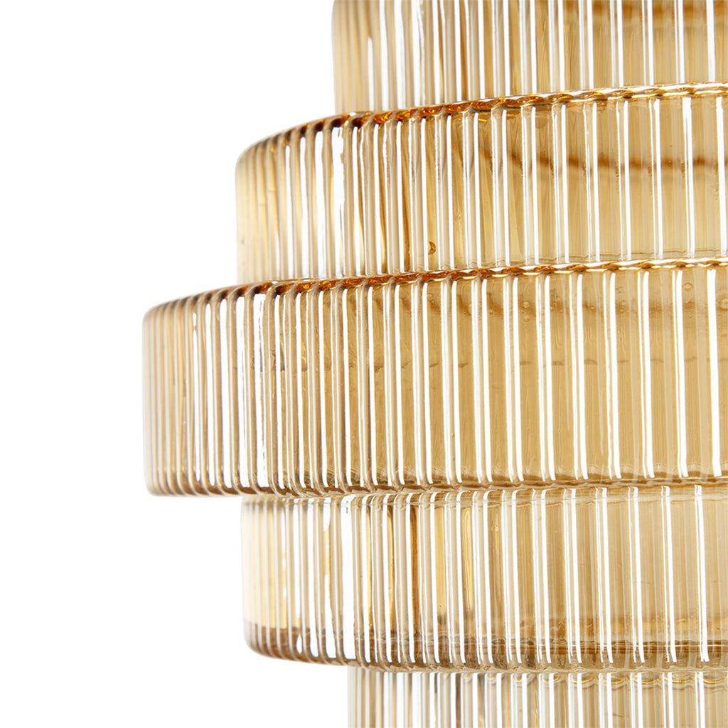 Tiered Geometric Glass Vase with Amber Luster Finish - Multicolor