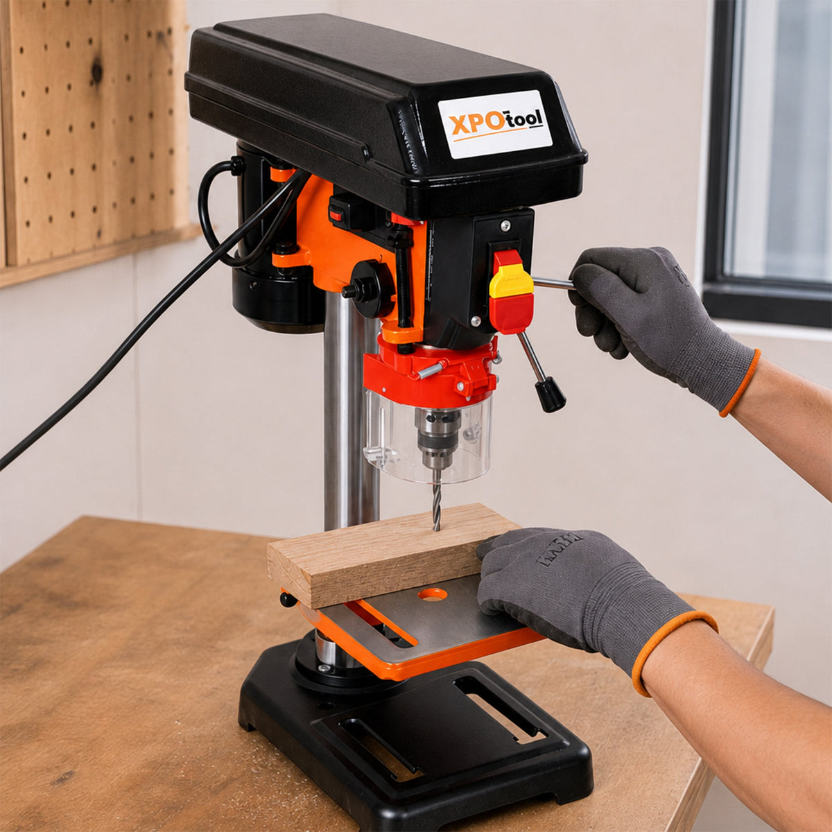 8-Inch Drill Press with 5-Speed 400W Motor - Steel