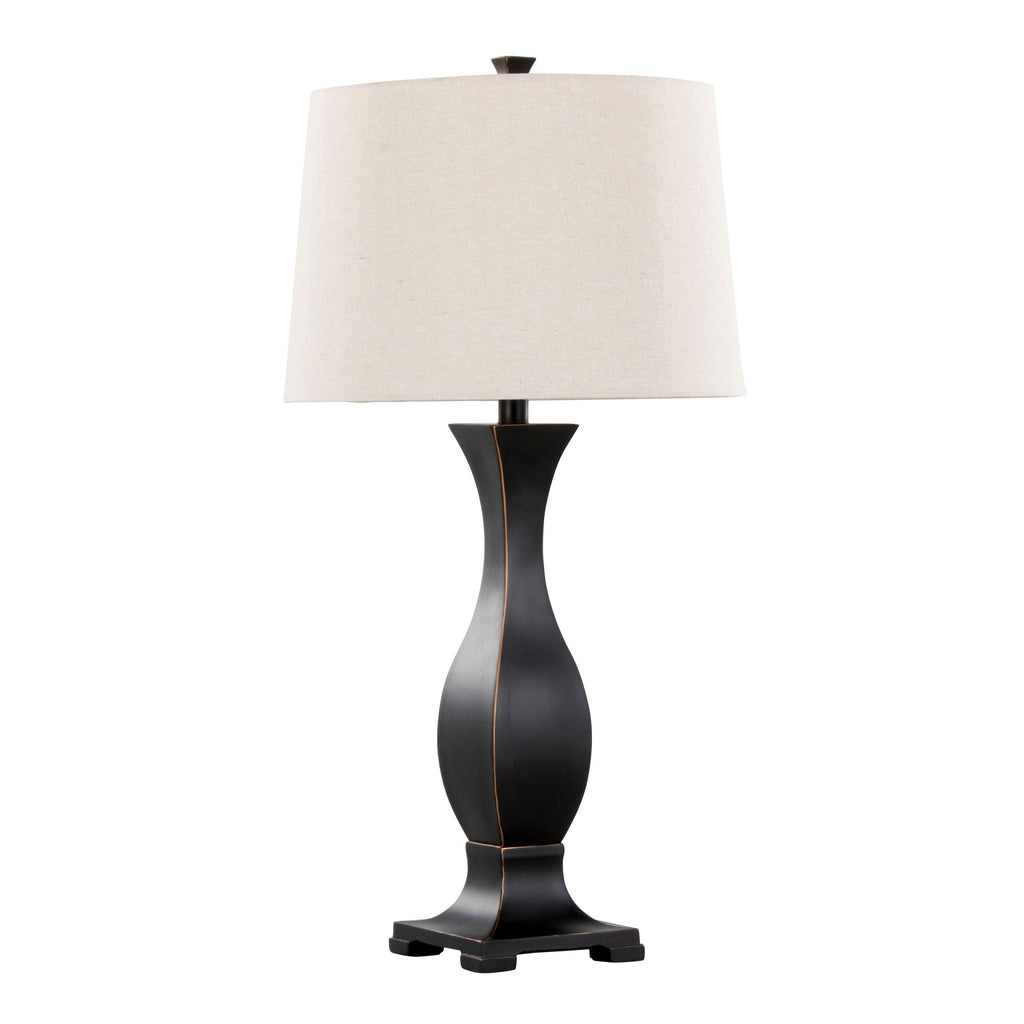 Contemporary Table Lamp Set with Linen Shade - Oil Rubbed Bronze / Oat