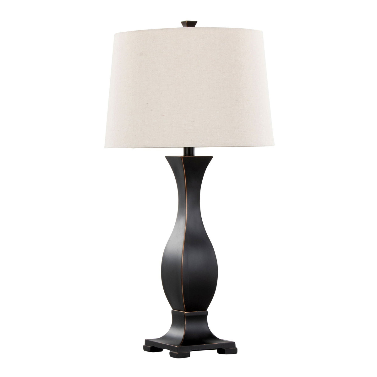 Contemporary Table Lamp Set with Linen Shade - Oil Rubbed Bronze / Oat