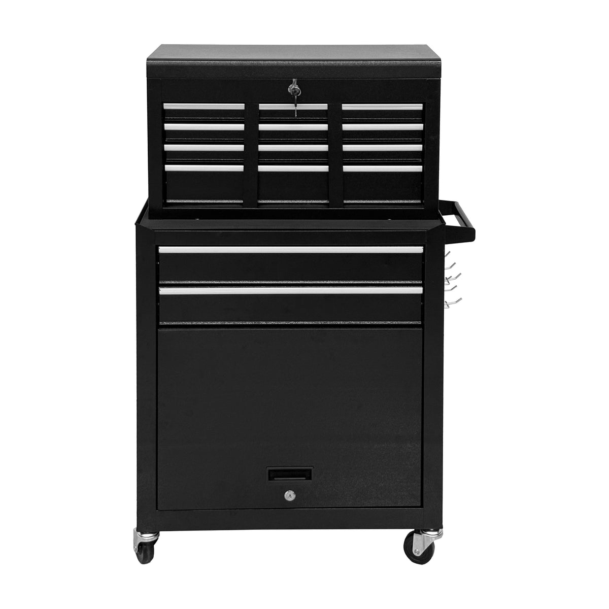 8-Drawer High-Capacity Rolling Tool Chest with Lockable Wheels - Black