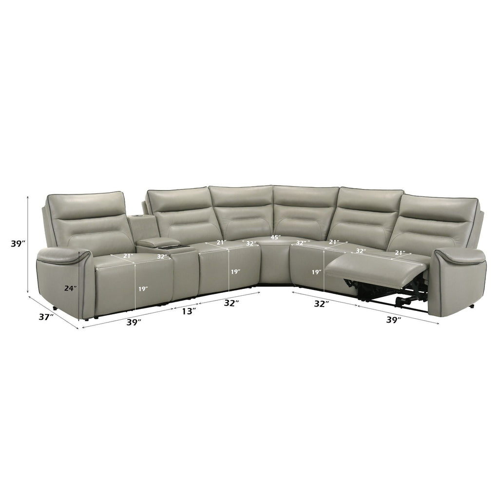 Power Motion Sectional Sofa with Cinematic Console - Light Gray