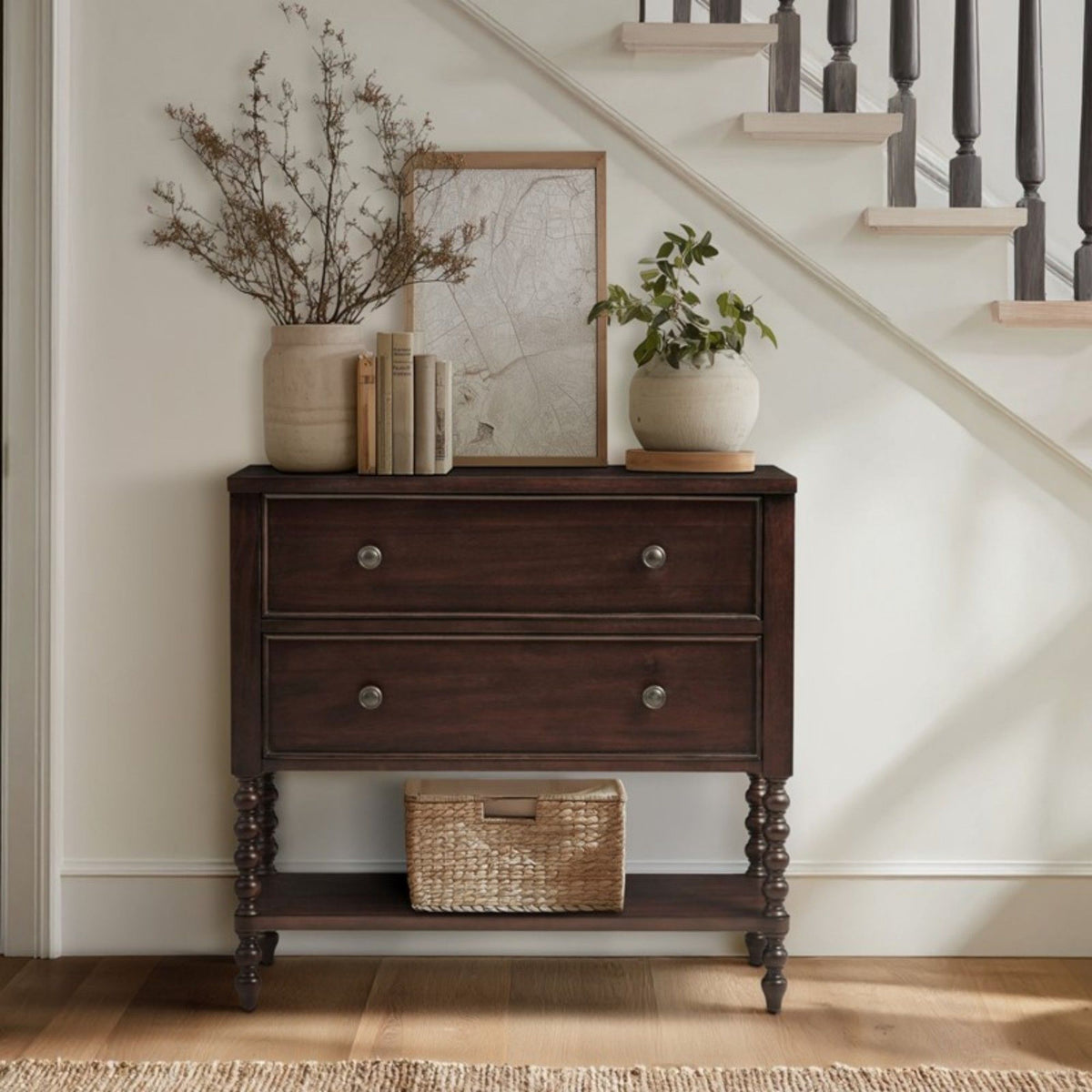 Signature Beckett 2 Drawer Accent Chest with Solid Wood Frame - Dark Brown or Beige