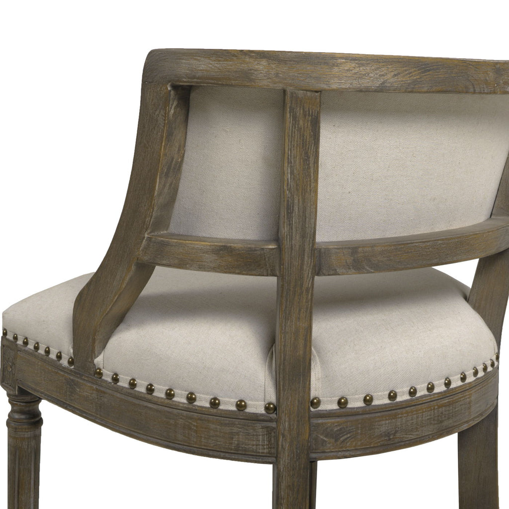 Farmhouse Counter Height Bar Stool with Backrest - Beige