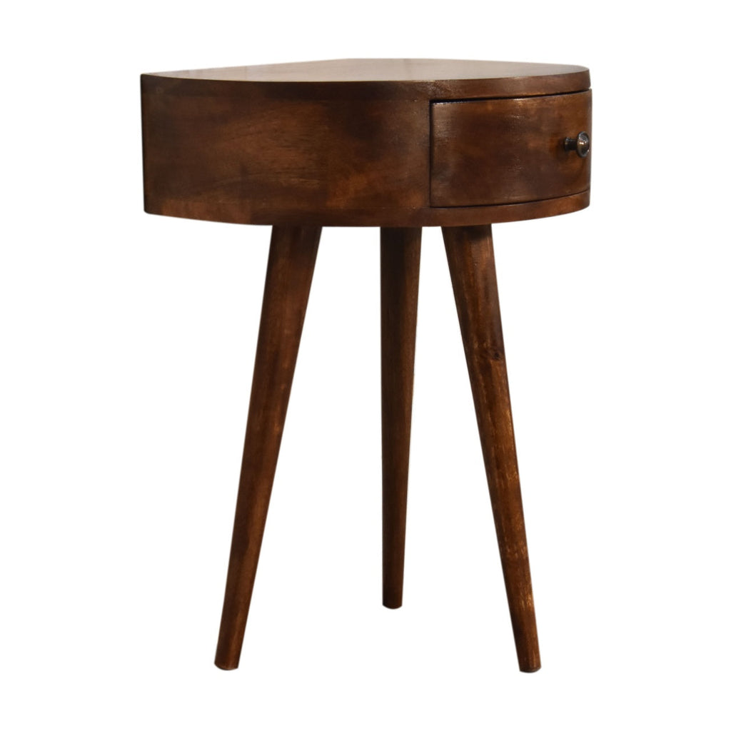 Solid Wood Semi Circle Nightstand with Nordic Legs - Chestnut