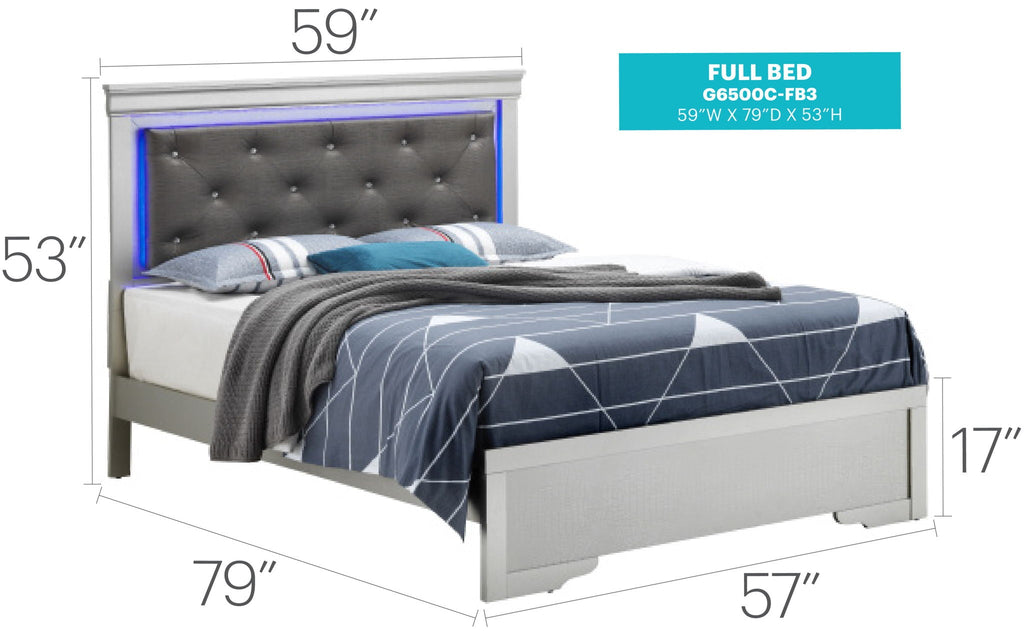LED Upholstered Bed with Jewel Tufted Headboard - Multiple Colors