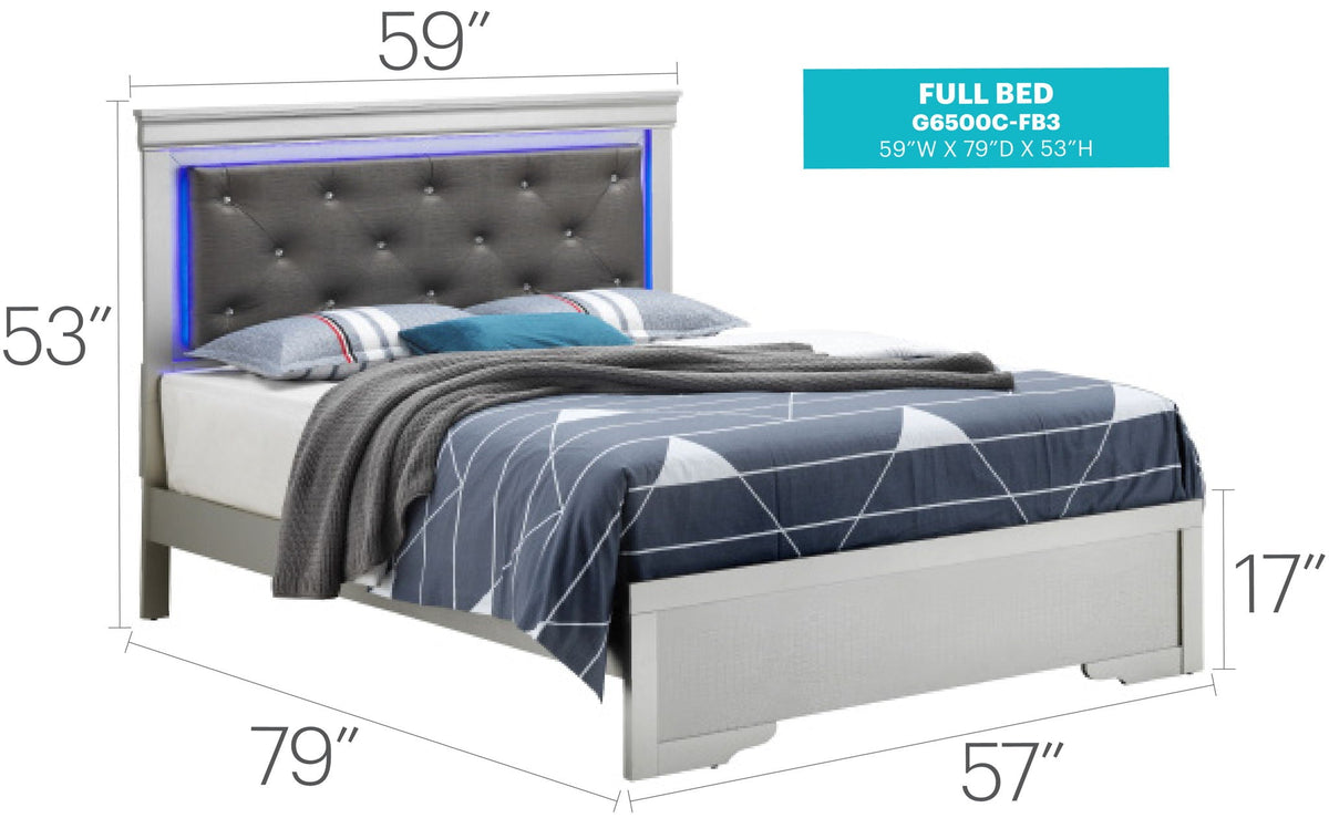 LED Upholstered Bed with Jewel Tufted Headboard - Multiple Colors