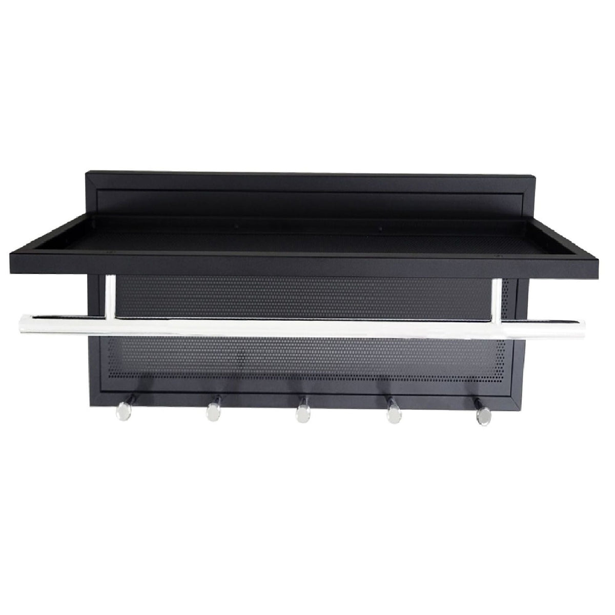 Powder Coated Metal Wall Mounted Coat Rack with Shelf - Multiple Colors